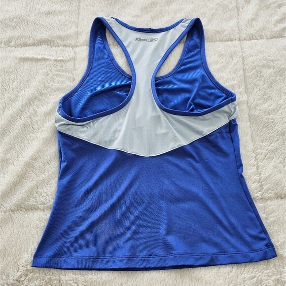 Reebok Blue and White Racerback Tank Top with Built-in Bra. Size Medium. - Picture 2 of 3